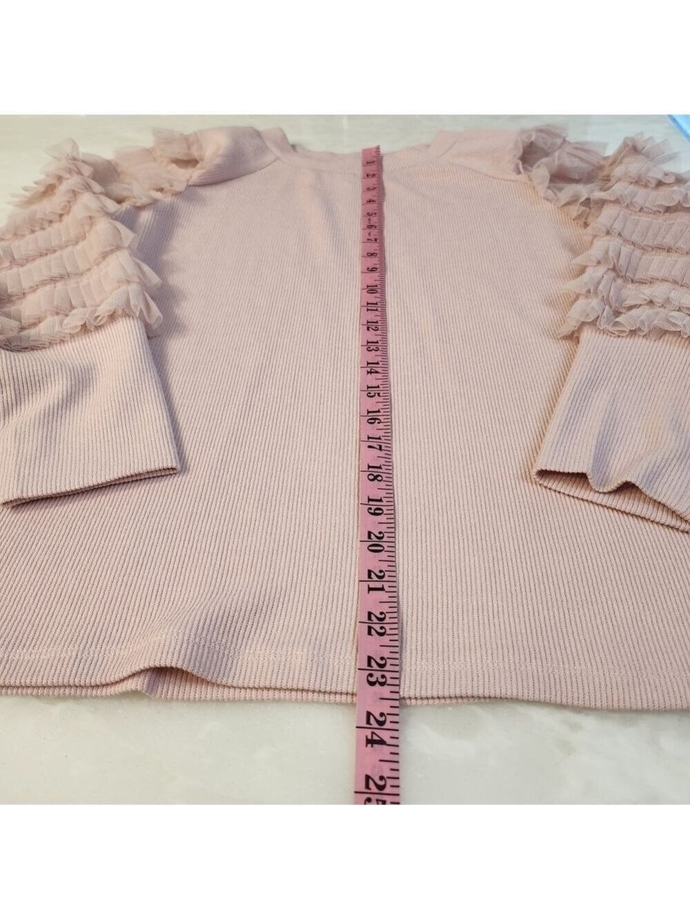 Chenault Pink Ruffle Sleeve Sweater - Picture 4 of 7